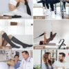 AURUZA Grip Pilates Socks for Women, Yoga Long Slouch Socks with Grip for Barre Non Slip Knee High Toe Socks