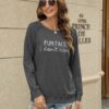 EADINVE "FUN FACT: I don't care Letter Print Women's Crewneck Sweatshirt Raglan Long Sleeve Casual Pullover Tops