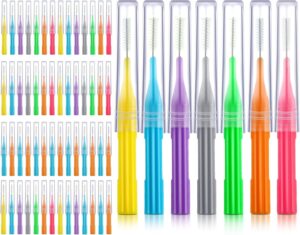 Patelai 100 Pieces Braces Brush for Cleaner Interdental Brush Toothpick Dental Flossing Head Oral Hygiene Flosser Tooth Cleaning Tool (Stylish Colors)