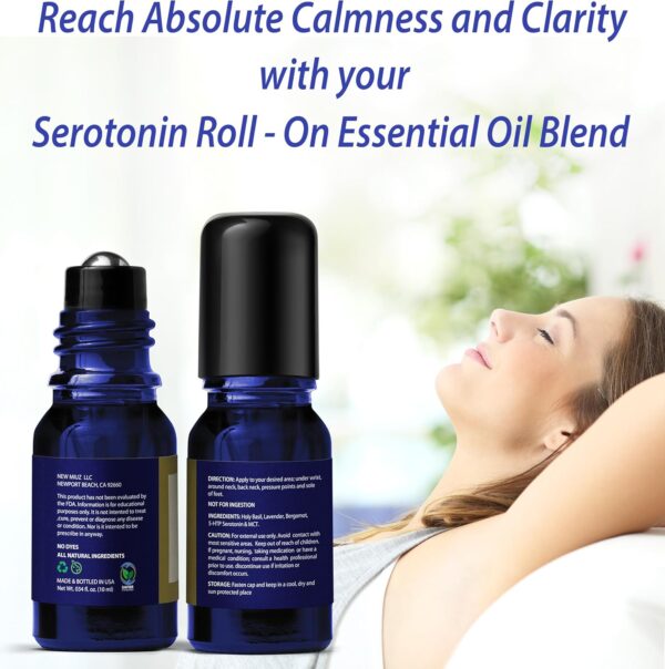 Calming Roll On Essential Oil Blend Anti Stress Roller Lavender Bergamot Holy Basil Destress Relief Gifts for Women Perfect Stocking Stuffers NEW MIUZ