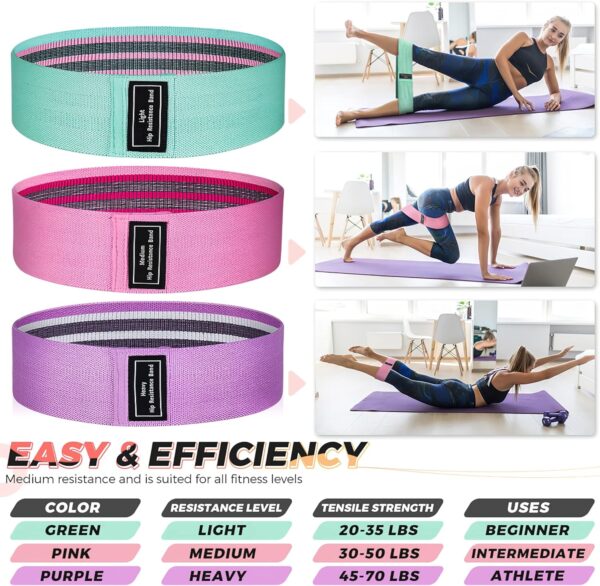 Renoj Resistance Bands, Exercise Workout Bands for Women and Men, 3 Set of Stretch Bands for Booty Legs, Pilates Flexbands