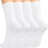 Pilates Yoga Socks with Grips for Women - Crew Length Ballet Barre Socks - Sticky Workout Hospital Socks