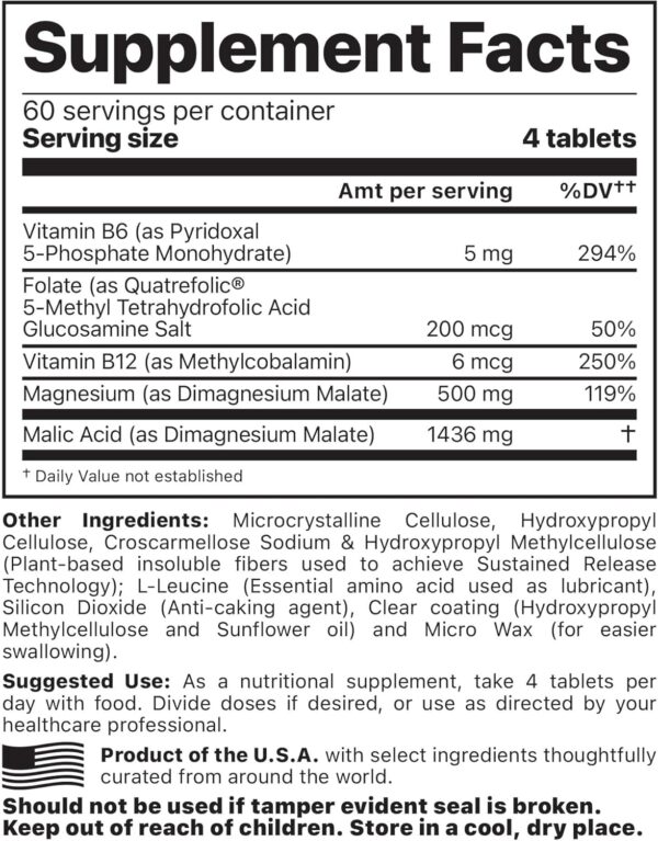 810ktOQ-4pL._AC_SL1500_.jpg Jigsaw Health MagSRT | Magnesium Supplement with Vitamin B6, Folate & B12 | 240 Tablets | 60 Servings