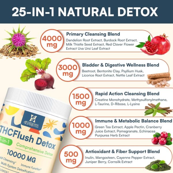 10,000 MG Detox Powder Supplement, Fast-Acting Detox and Liver Cleanser, Full Body Detox, Multi-System Cleanse Detox & Repair for Liver, Kidney, Digestion & Immune, 30 Servings