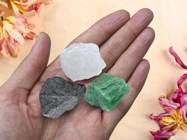 Aries Zodiac Healing Crystal Set, Pack of 3 Crystals Raw Stones Astrology Gifts for Women Birthday Anniversary Gifts Mother Father Gifts (Information Card Included)