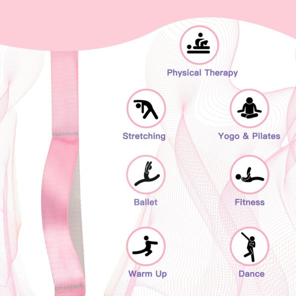 Stretching Strap Yoga Strap for Physical Therapy,10 Loops Yoga Straps for Stretching,Non-Elastic Stretch Strap for Pilates, Flexibility, Exercise, Stretch Band Women Men