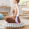 Codi Meditation Floor Pillow, Round Large Pillows Seating for Adults, Bohemian Mandala Circle Cushion for Outdoor Fireplace Yoga Living Room, 32 Inch, Memory Foam Added, Coral