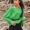 Panadila Womens Open Back Workout Top Long Sleeve Athletic Shirts Casual Crop Running Tee Y2k Yoga