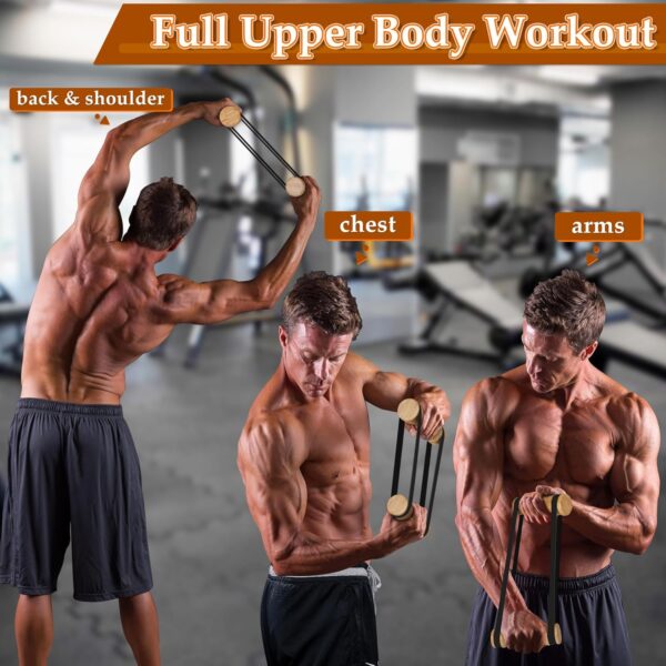 Rip Stick Efficient Upper Body Workout Equipment Home Gym, Adjustable Resistance Bands with Wooden Handles, Portable Exercise Equipment, Joint-Friendly, 8 Rip Stick Bands Included