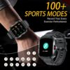 Rugged Smart Watch (Answer/Make Calls)Waterproof Smartwatches for Men Outdoor 1.85" Sports Fitness Tracker For Men with Heart Rate, Sleep Monitor with 100+ Sports Moeds for Android and iOS,47 Black