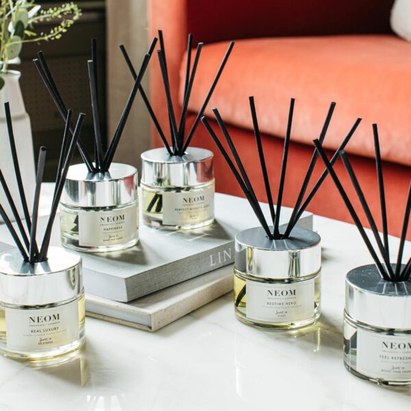 NEOM Happiness Reed Diffuser, 3.38fl oz | Uplifting Scent | Neroli, Mimosa & Lemon Essential Oil Blends| 100% Natural Fragrance | Scent to Make You Happy…