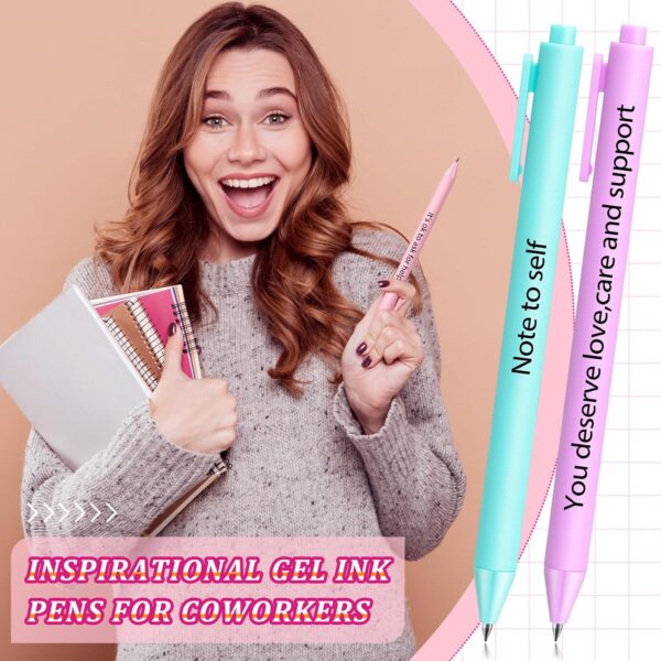50 Pcs Gel Ink Pens Motivational Inspirational Quote Pen Retractable Rolling Ball Smooth Writing for Coworkers Supplies Office Home(Stylish Color,Mental Health Reminders)