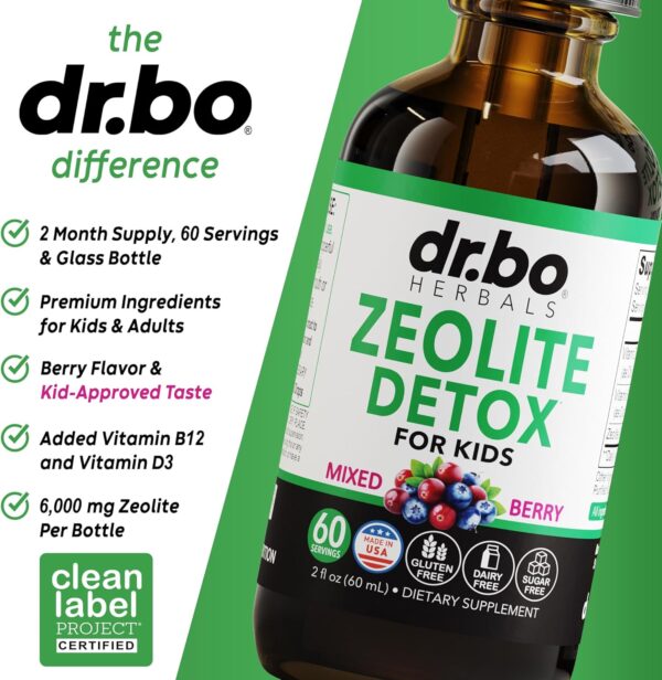 Zeolite Detox for Kids Liquid Drops - Advanced Clinoptilolite with Pure Vitamins B12 & D - Kids Gentle Body Daily Cleanse Focus & Speech Extra Clinoptilolite Zeolite Drops Detox Cleanse Supplement 2oz