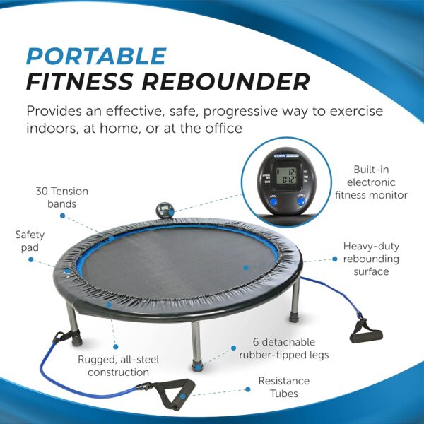 Stamina 36 Inch Fitness Trampoline w/ Foldable Steel Frame, 250 Pound Capacity, Gray