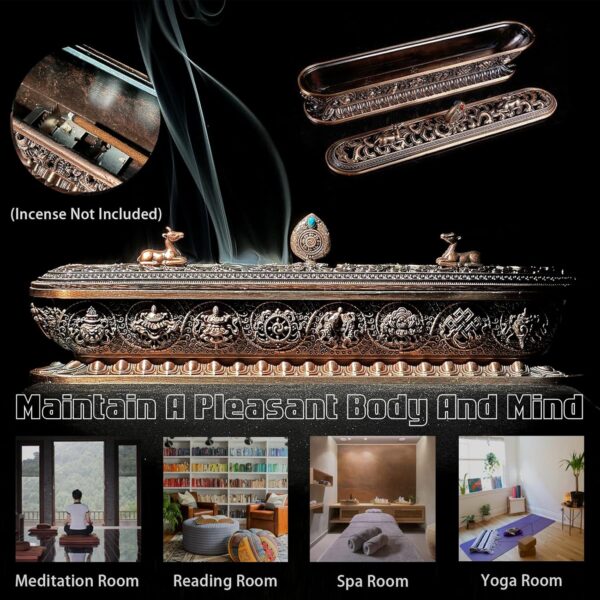 Incense Holder for Sticks Incense Burner with Ash Catcher Incense Stand for Yoga Meditation Home Office Decor - Red Bronze