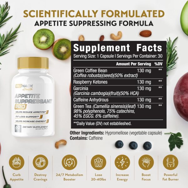 BioTruth Health | Best Appetite Suppressant for Weight Loss Pills for Women & Men | Fat Burner Supplement, Metabolism Booster, Carb Blocker | Extra Strength Diet Pills That Work Fast - 60 Capsules