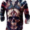 Mens Henley Shirts Graphic V Neck Long Sleeve Pullover Shirts 8Pcs Buttons Up Vintage Hippie Streetwear Tees Top