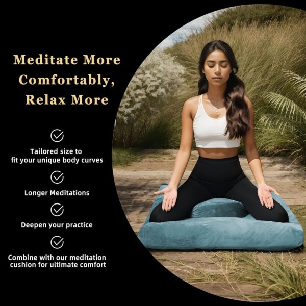 Meditation Cushion with Washable Premium Velvet Cover,100% Memory Foam Square Floor Cushion and Buckwheat Cushion Seating for Adults and Children Sitting, Yoga, Reading