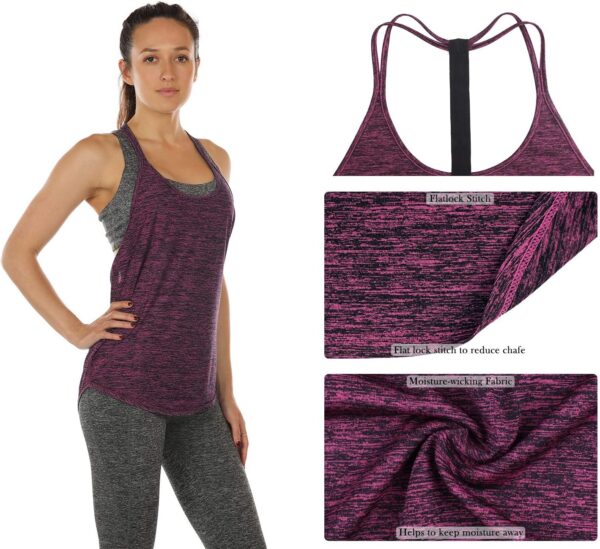 icyzone Workout Tank Tops for Women - Athletic Yoga Tops, T-Back Running Tank Top