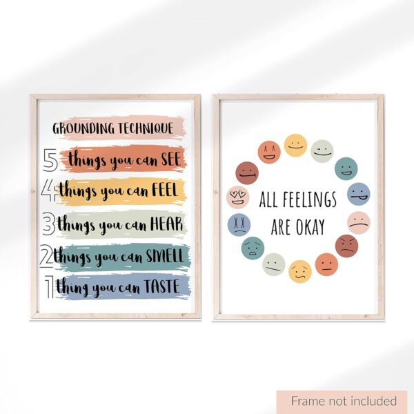 EmotionsOmega 8 Large Psychology Posters Therapy Office Decor School Counselor or Psychologist Wall Art Prints Positive Quotes Mindfulness Mental Health Bundle for Classroom Home Unframed 11x14 inch