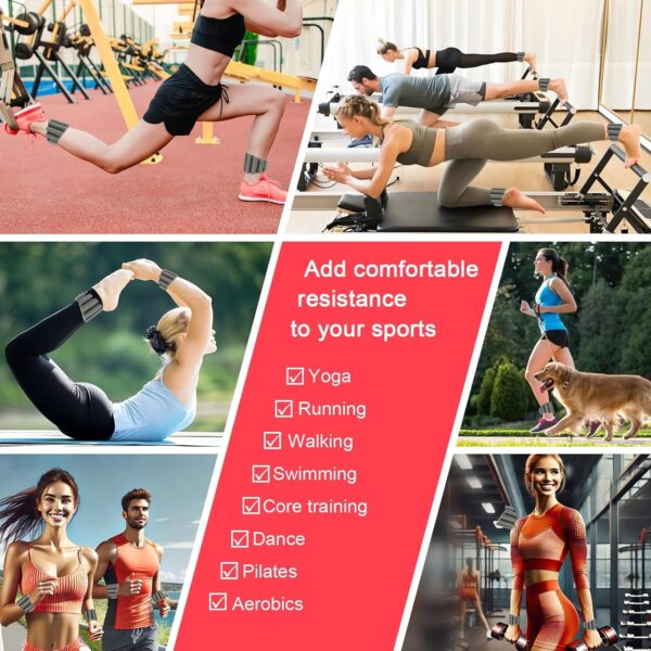 ADLIFE Adjustable Ankle Weights Exercise Weights for Women and Men 2 lbs Wearable Weighted Wrist Bangles, Arm Leg Weight Set (1 lb Each) for Aerobics,Yoga, Running, Home Gym Workout, Strength Training, Pool Exercise