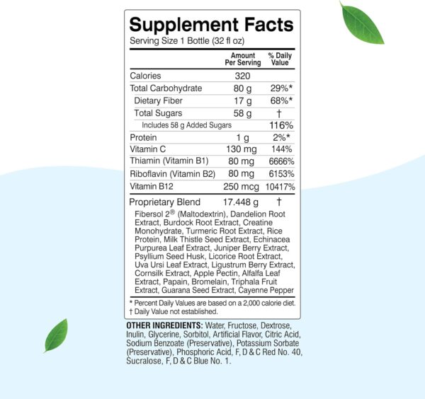 Herbal Clean QCarbo32 Same-Day Premium Detox Drink, Grape Flavor, 32 Fl Oz