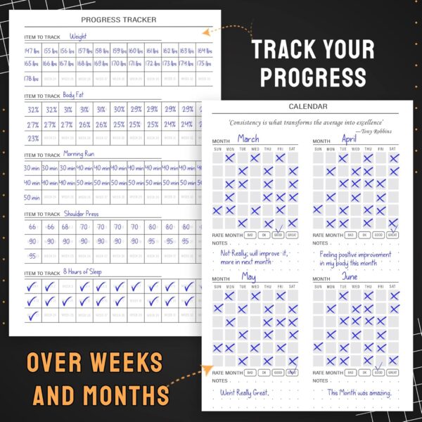 Nextnoid Hardcover Fitness & Food Journal - Nutrition & Workout Planner for Men & Women - A5(5.7" x 8.3") Sturdy Workout Log Book to Track Diet, Gym & Home Workouts