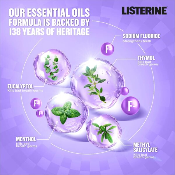 Listerine Total Care Anticavity Fluoride Mouthwash, Kills 99.9% of Germs That Cause Bad Breath and Prevents Cavities, Fresh Mint Flavor, 1L (Pack of 2)