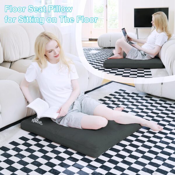 Velvet Zabuton Meditation Mat, 31 * 31 inches, Yoga Meditation Cushion Floor (Black)