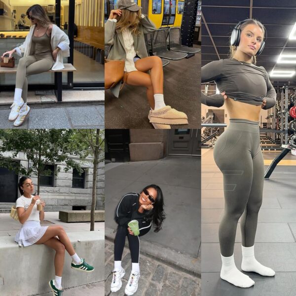 3 Pairs Pilates Socks with Grips for Women, Grip Socks for Yoga Crew Socks for Barre Non Slip Socks
