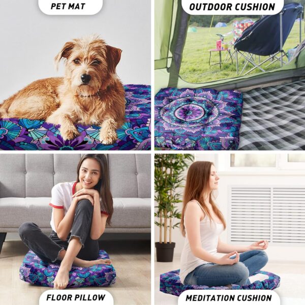 Mandala Meditation Cushion, Boho Meditation Mat, Meditation Pillows for Sitting on Floor, Cushions for Sitting in Home and Outdoor, Square Floor Pillows Cushion Seating for Yoga 22'' X 22''