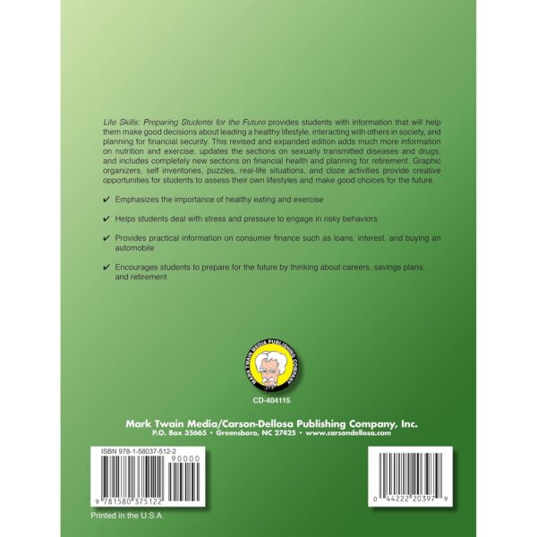 Mark Twain Life Skills Mental Health Workbook for Kids, Grades 5-8 Anxiety, Stress, Financial Literacy, Social Emotional Learning, and More, Classroom or Homeschool Curriculum