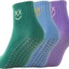 Soxbang 3/6 Pairs Pilates Socks with Grips,Yoga Socks Barre Socks Non Slip Socks Embroidery for Barre Ballet Barefoot Workout