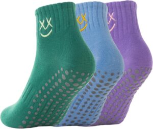 Soxbang 3/6 Pairs Pilates Socks with Grips,Yoga Socks Barre Socks Non Slip Socks Embroidery for Barre Ballet Barefoot Workout