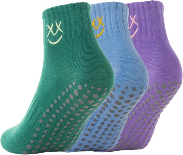 Soxbang 3/6 Pairs Pilates Socks with Grips,Yoga Socks Barre Socks Non Slip Socks Embroidery for Barre Ballet Barefoot Workout
