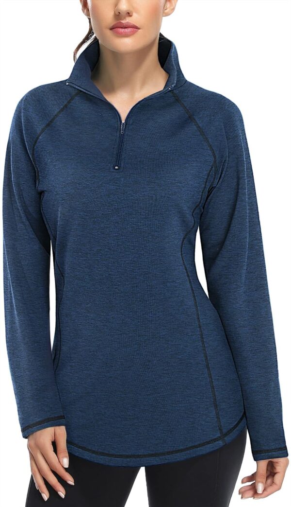 Miusey Womens Quarter Zip Running Pullover Jackets Long Sleeve Workout Tops (PRIME)