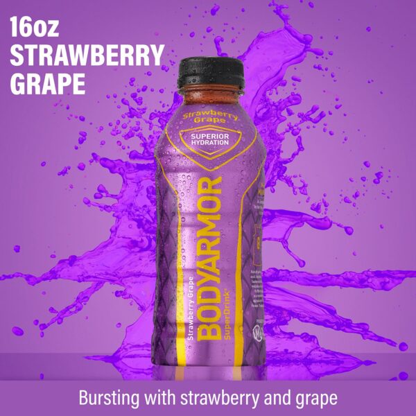 BODYARMOR Sports Drink Sports Beverage, Strawberry Grape, Natural Flavors With Vitamins, Potassium-Packed Electrolytes, No Preservatives, Perfect For Athletes, 16 Fl Oz (Pack of 12)