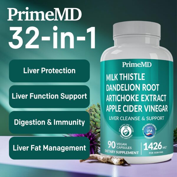 32-in-1 Liver Cleanse Detox and Repair with Milk Thistle, Silymarin, Artichoke Extract and Beetroot Powder for Liver Support - Liver Supplement with Active Liver Health Formula - 1426mg (90ct)