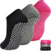 SkiBeaut Yoga Grips Non Slip Socks Pilates Anti Skid Sticky Grippers Ballet Barre Socks for Women 3 Pairs