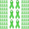 Halatool 100 PCS Mental Health Awearness Ribbon with Safty Pins for World Mental Health Day Green Ribbon Pins for Charity Public & Social Event