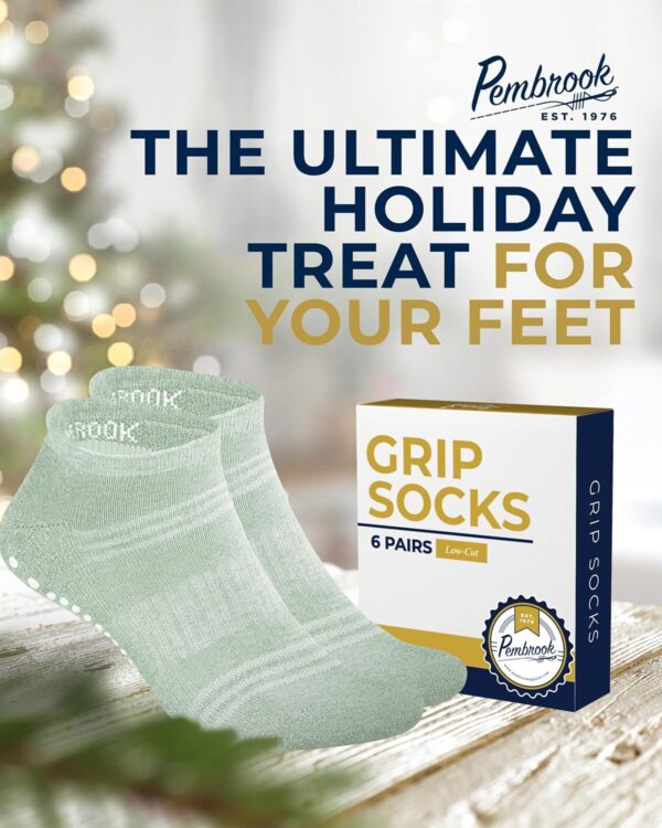 Pembrook Grip Socks - 6 Pairs Barre Socks with Grips for Women & Men | Non Slip Yoga Socks