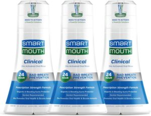 SmartMouth DDS Activated Clinical Mouthwash - Adult Mouthwash for Fresh Breath - Clinical Strength Mouthwash for Gum Health, Gingivitis & More - Clean Mint Flavor, 16 fl oz (3 Pack)
