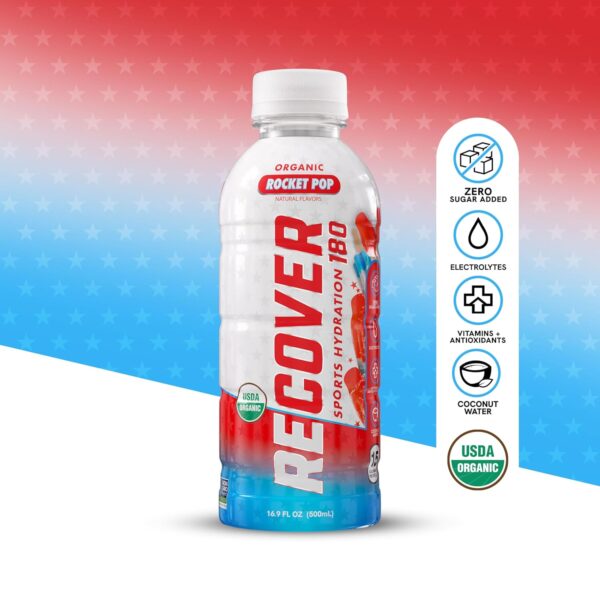 Organic Sports Hydration Drink, No Sugar Added, 15 Calorie Sports Beverage, Organic Flavors With Vitamins, Potassium-Packed Electrolytes, New Flavor Sample Pack (16.9 Fl Oz (Pack of 12) 6 Strawberry Banana and 6 Rocket Pop)