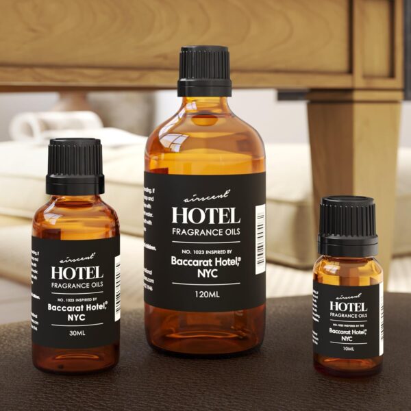 Hotel Diffuser Oil Inspired by The Baccarat Hotel Scent No. 1023 - AirScent Love Affair Essential Oil Blend - 10 mL, 0.34 fl oz Glass Bottle with Dropper Cap for Aromatherapy Diffusers and Humidifiers