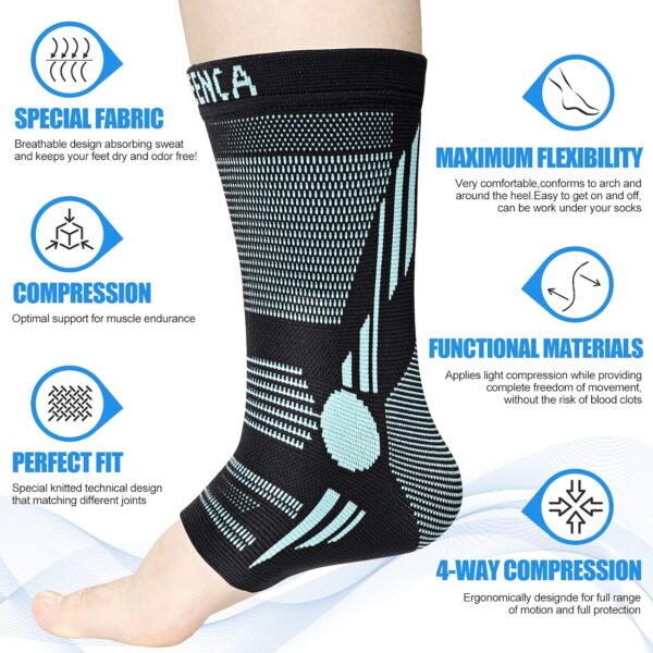 NEENCA Ankle Brace for Pain Relief, 2 Pack Compression Ankle Sleeves Set. Ankle Support Stabilizer for Achilles Tendonitis, Plantar Fasciitis, Joint Pain, Swelling, Arthritis, Sport - FSA/HSA Approved