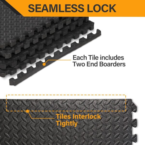 ZENY Puzzle Exercise Mat Gym Flooring Mat Interlocking Foam Mat 24 Tiles 3/4'' Extra Thick Floor Mats Exercise Equipment Mat Baby Play Mat 96 SQ. FT, Black