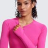 CRZ YOGA Womens Seamless Workout Long Sleeve Shirts Quick Dry Gym Athletic Tops Breathable Running Yoga T-Shirts