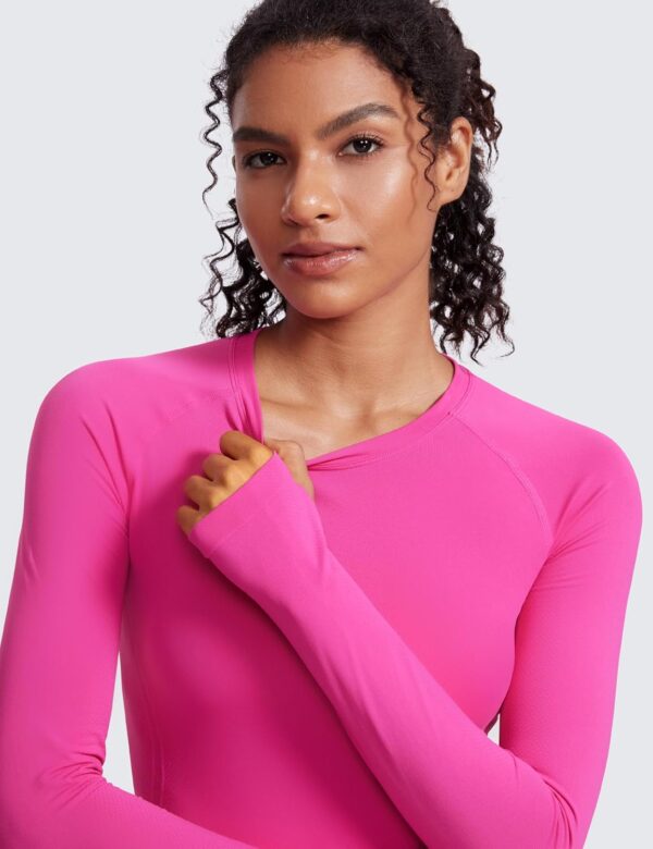 CRZ YOGA Womens Seamless Workout Long Sleeve Shirts Quick Dry Gym Athletic Tops Breathable Running Yoga T-Shirts