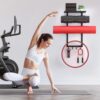 Yoga Mat Holder Wall Mount, Yoga Accessory Mat Storage Rack, Home Gym Accessories Organizer, Floating Shelf and Hooks for Hanging Foam Roller/Band/Workout Equipment at Pilates Fitness Class
