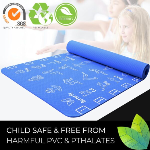 Kids Yoga Mat - Non-Slip Lightweight TPE Exercise Mat - Ideal for Boys & Girls (Ages 3-12), Toddlers & Children in Kindergarten, Preschool, School. PVC Free. 6mm Thick. Carry Strap
